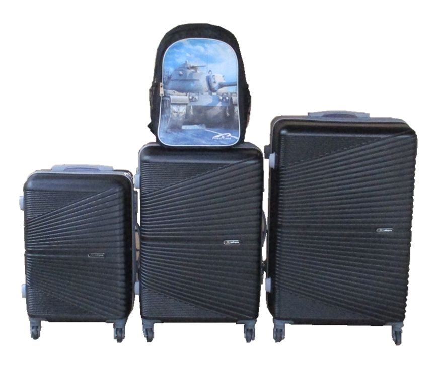 SMTE - Black 3Piece ABS Luggage Set with MilitaryThemed Tactical Backpack
