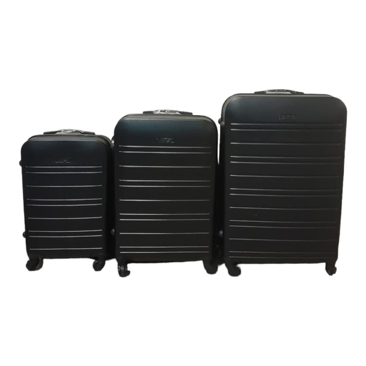 SMTE - 3Piece ABS Luggage SetHardShell Spinner Suitcases, Black, Nesting Design