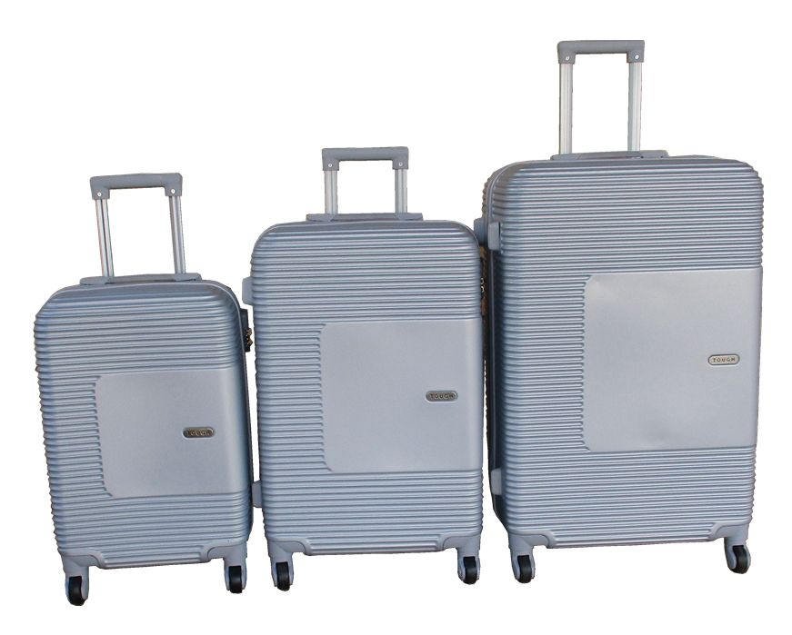 SMTE - Durable SilverGrey ABS Luggage Set with Security Features and Smooth Wheels