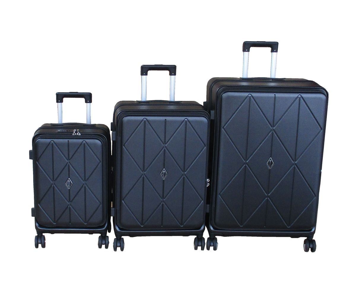 SMTE - Black PC Hardshell Luggage SetSpinner Wheels, TSA Lock and Expandable3Piece