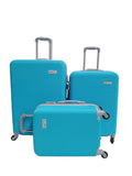 SMTE - 3 Piece Baby Blue hard Shell Luggage Bag Set