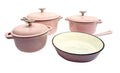 SMTE - Dutch Pot Cookware Set Cast Iron - 7 Piece - Pink