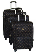 SMTE - 3Piece Geometric Floral Luggage SetSpinner Wheels & Durable PU Exterior