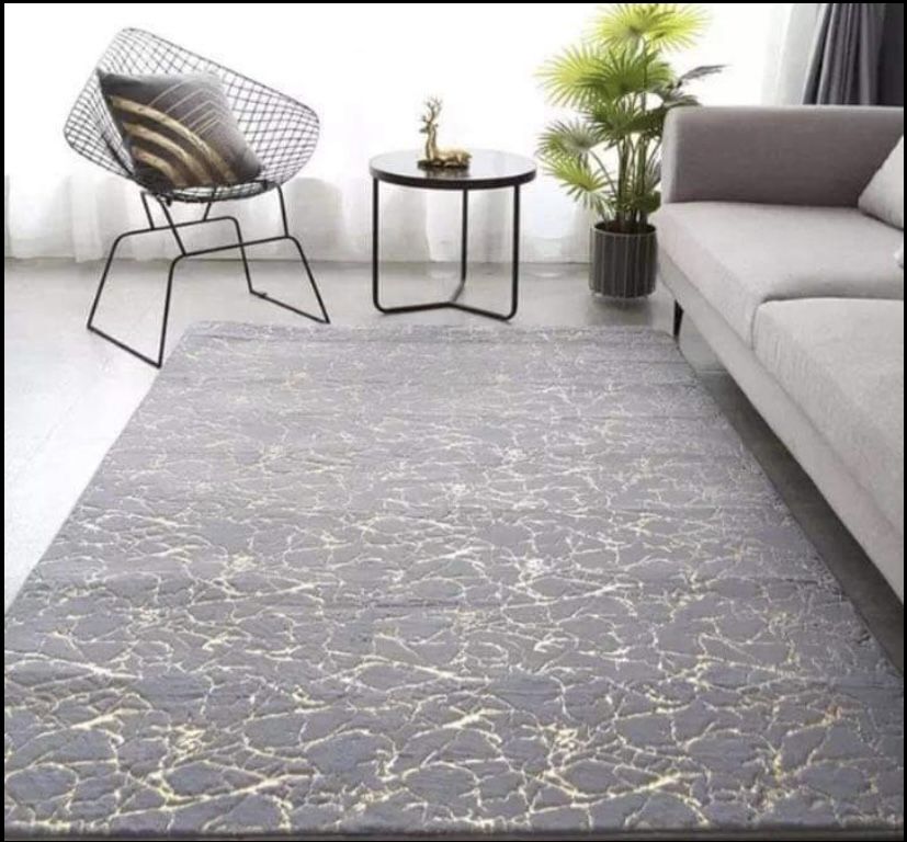 SMTE - Soft Metallic Marble Pattern Design 160x200cm Carpet - Grey