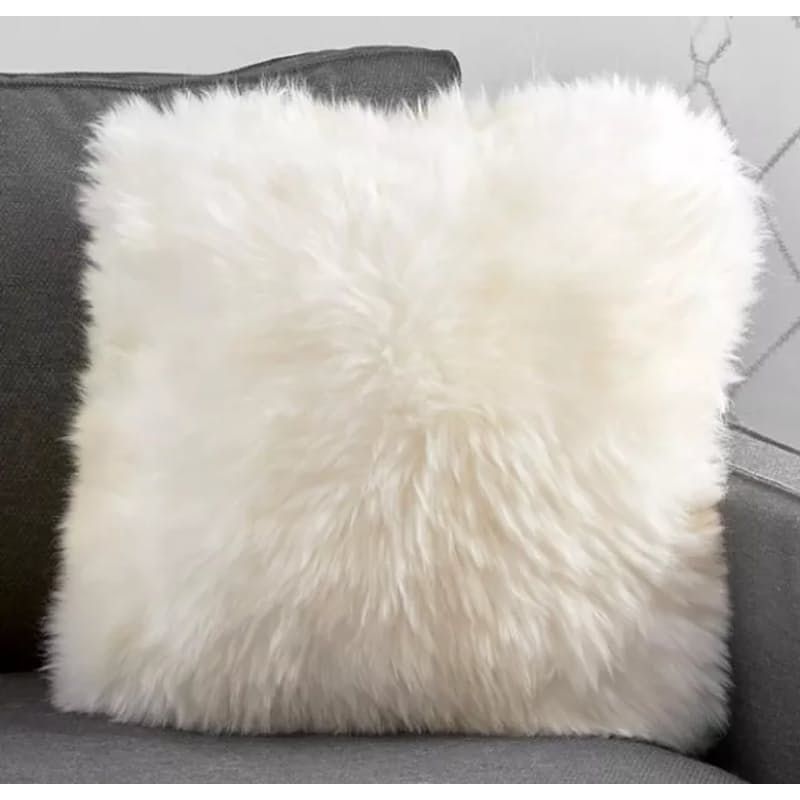 SMTE - White Fluffy Faux Fur Cushion Cover - Set of 2