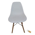 SMTE - Plastic Chair With Wooden Leg Set of 1 +  KeychainWhite