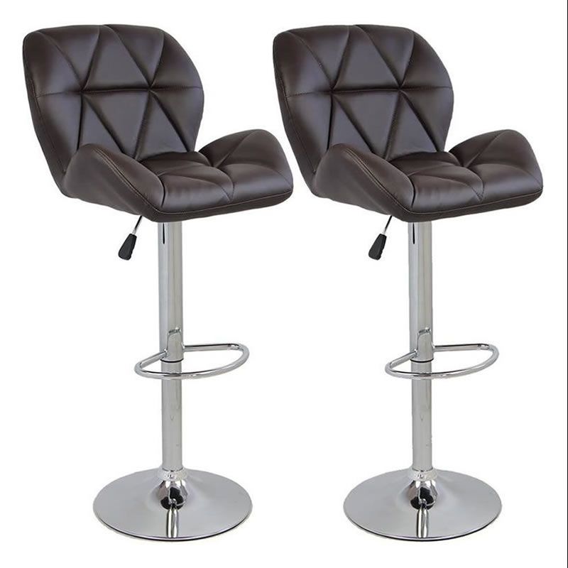 SMTE - Modern and Stylish Diamond Padded Kitchen and Bar Stool - Brown
