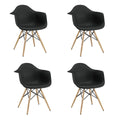 SMTE - 4 Pieces of Modern Design Non-Slip Eames Dining Arm - Chair Set - Black