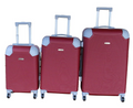 SMTE - Red 3Piece ABS Luggage SetSpinner Wheels,Telescopic Handle & 3 Digit Lock