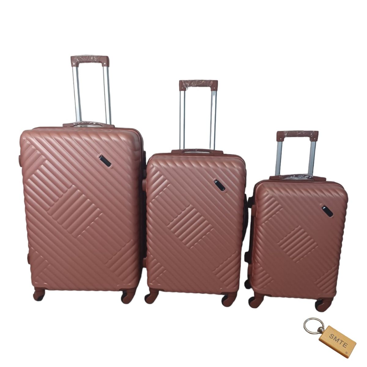 SMTE - Expert Hard Outer Shell SuitcaseQuad WheelG2 With  Bag Tag3PieceSalmon Rose