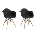 SMTE - Set of 2 Creative Design Eames Dining Chairs With Armrests - Black