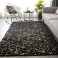SMTE - Metallic Faux Fur Rug - Black - 200 cm