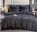 SMTE - Cotton Plain Beautiful Feather Queen Duvet Cover - Dark Grey