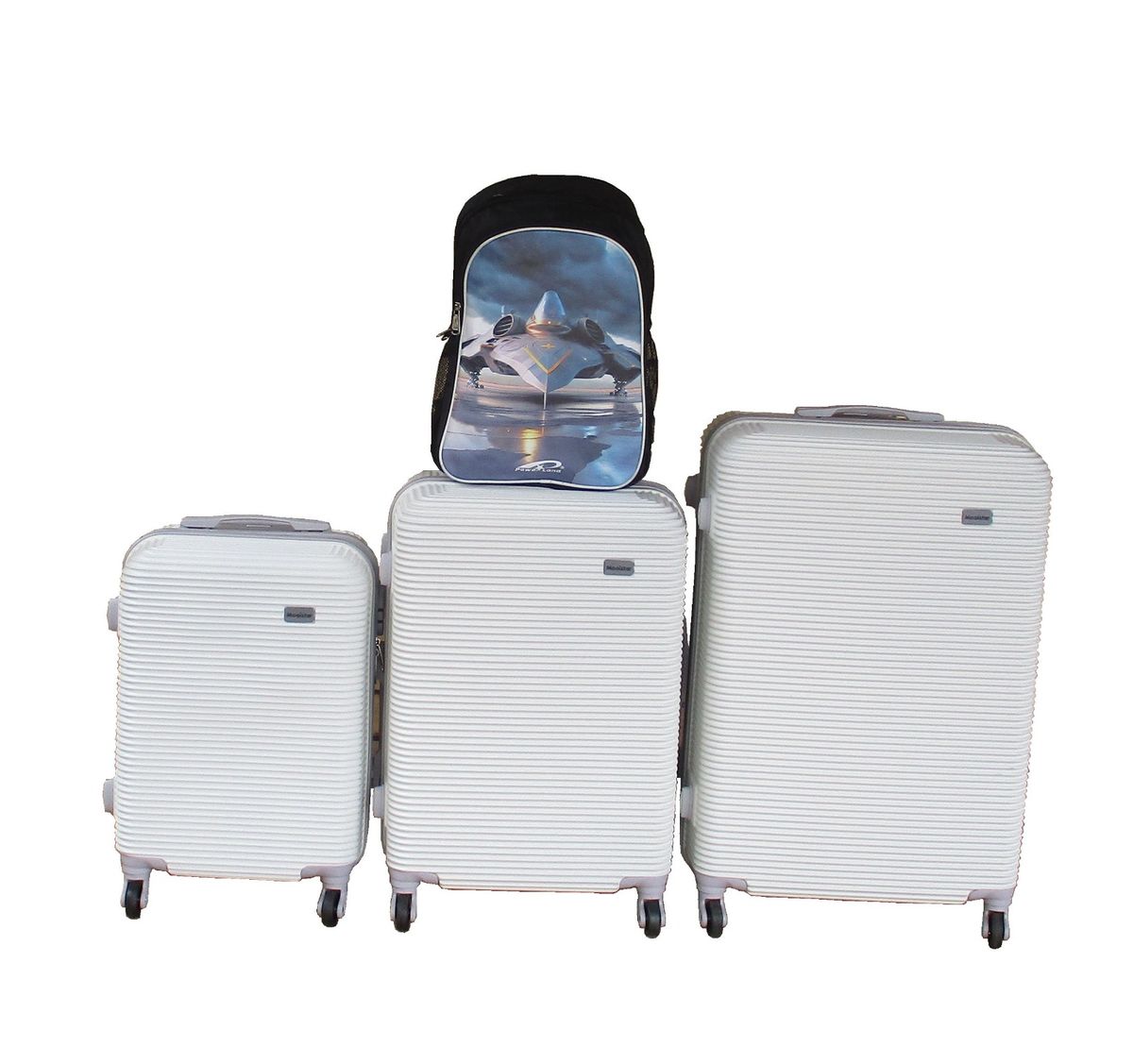 SMTE - White 3Piece Hardshell Luggage Set with Spinner Wheels