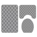 SMTE - Stunning 3 Piece Anti-Slip Soft Foam Bathroom Set - Pattern Grey
