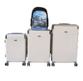 SMTE - 3Piece ABS Luggage Set with Spinner Wheels & BackpackCream