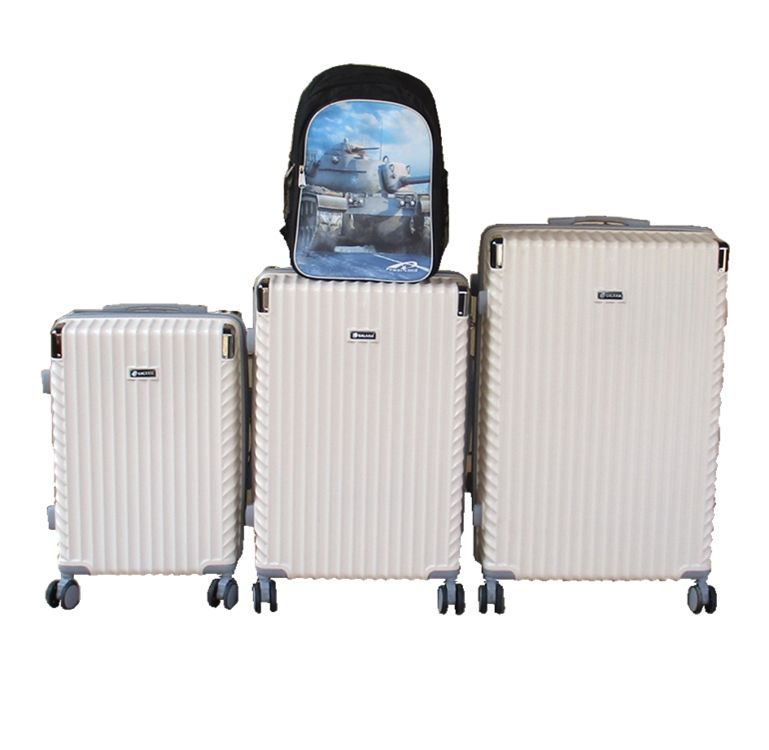 SMTE - 3Piece ABS Luggage Set with Spinner Wheels & BackpackCream