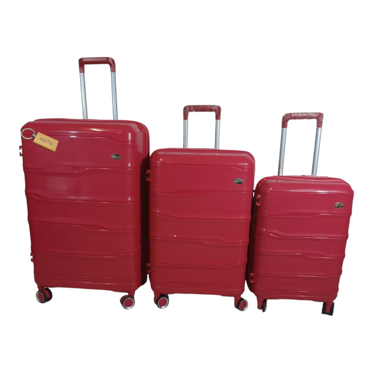 SMTE - Elite New Dec Hard Outer Shell Luggage With  Bag Tag3 PieceCherry Red