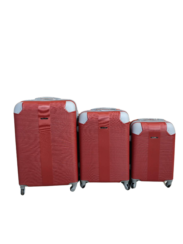 SMTE - Blue Star 3 Piece Hard Shell Luggage SetRed
