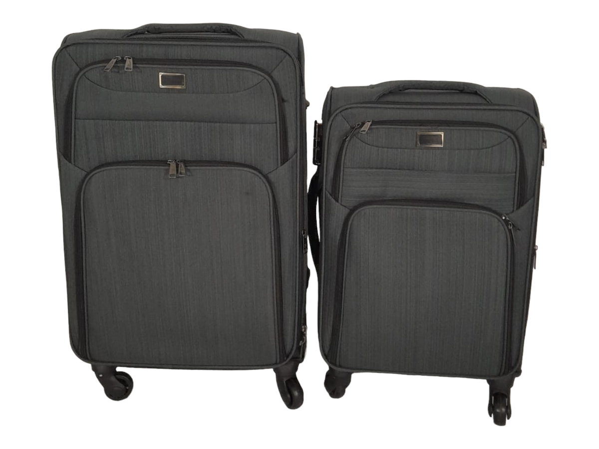 SMTE - Trolley 2 Piece Travel Luggage Spinner -Fabric - Grey