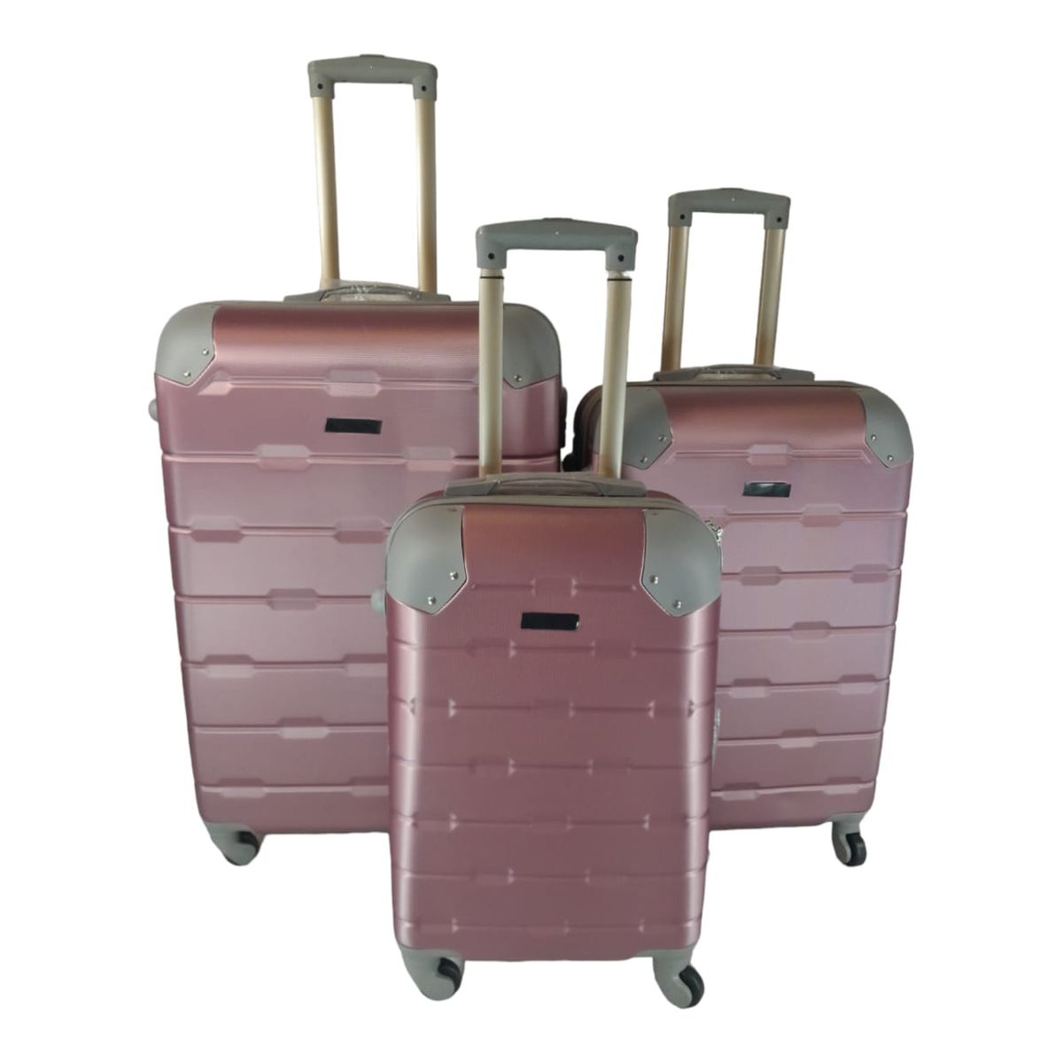 SMTE - 3 Piece Hard Outer Shell Luggage Set - Protected EQ-1Z - Pink