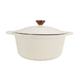 SMTE - 2 Pc Cast Iron Pot with Lid - White