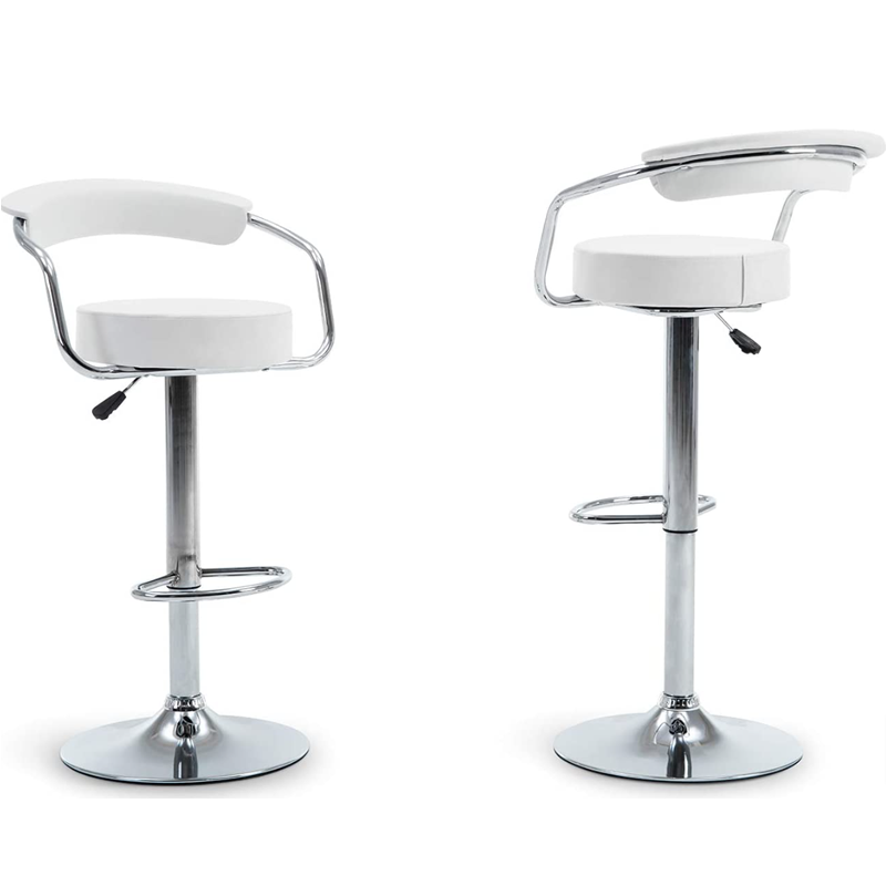 SMTE - Pair of Zenith Modern Indoor Succulent White Bar Stool