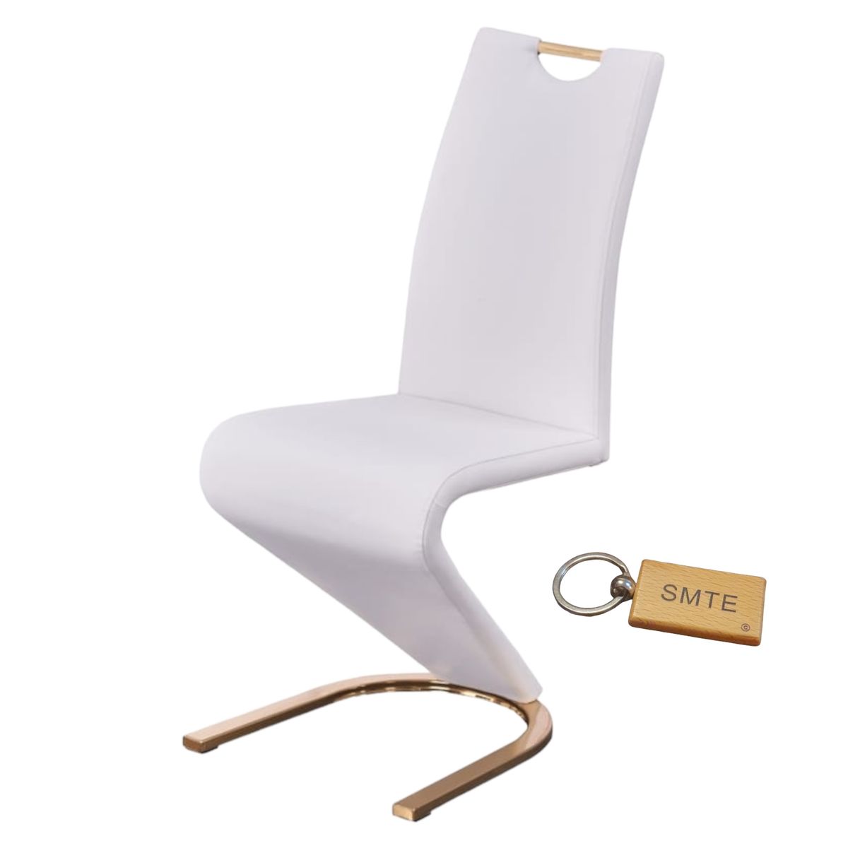SMTE - Elegant Harmony Dining Chairs for Timeless Comfort White + Keyring