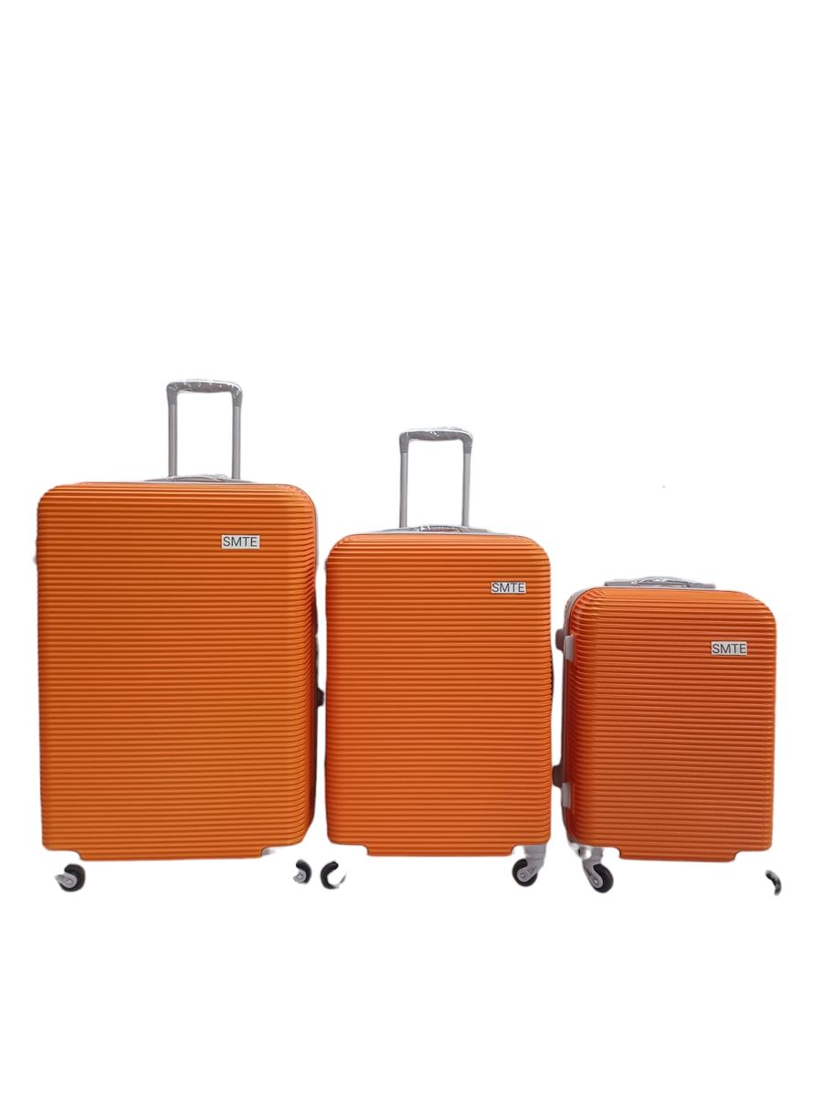 SMTE - 3 Piece Sun Orange Hard Shell Luggage Bag Set