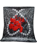 SMTE -  1Ply Blanket with Red Rose & Pearl Print187cm x 226cm