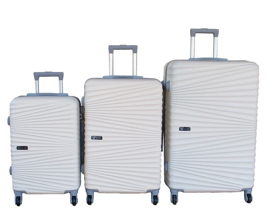 SMTE - Mooistar 3Piece ABS Hardshell Luggage Set,Cream White, 360 Spinner Wheels