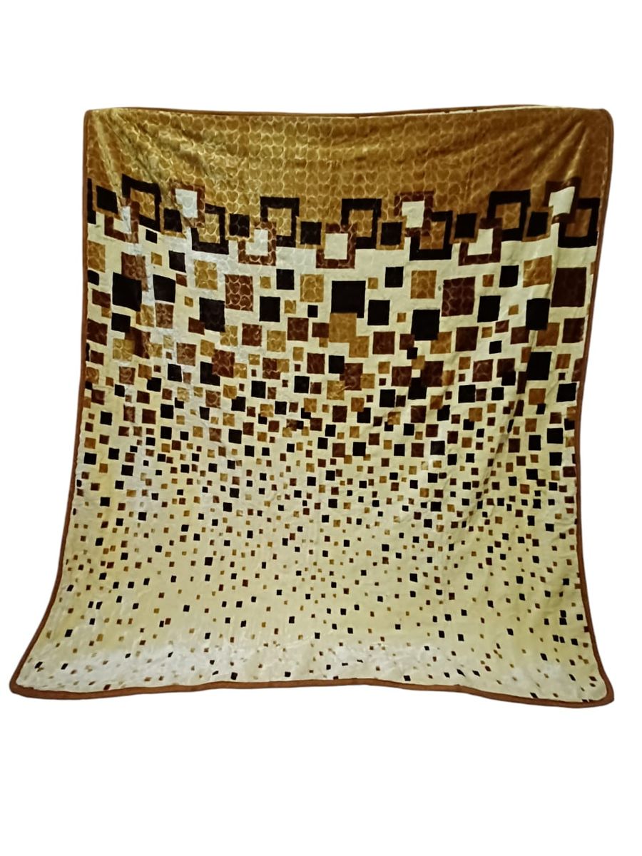 SMTE -  1Ply Blanket Pixel Square Pattern187cm x 226cmBrown Tones