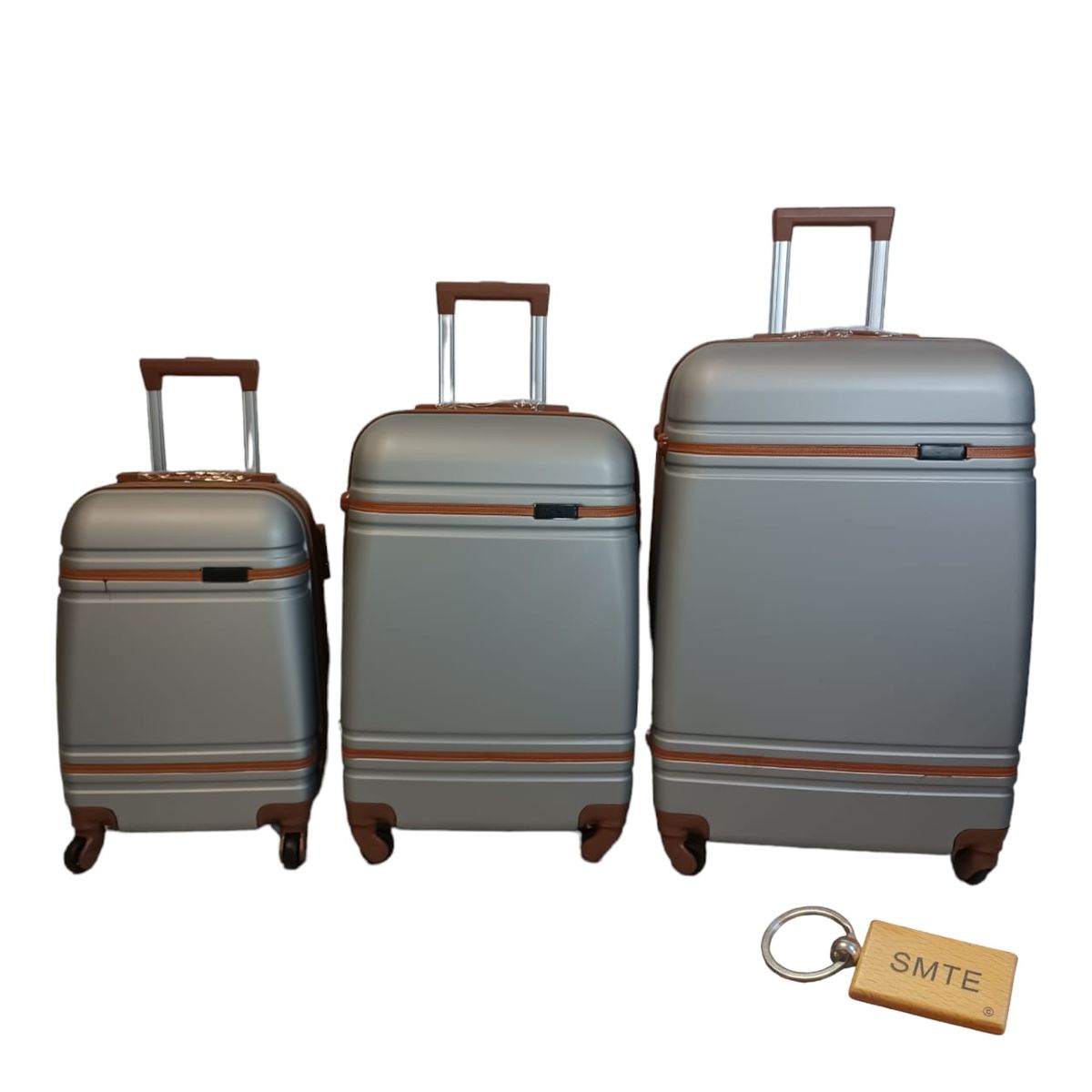 SMTE - 3 Piece Premium Bullet Luggage CollectionSilver
