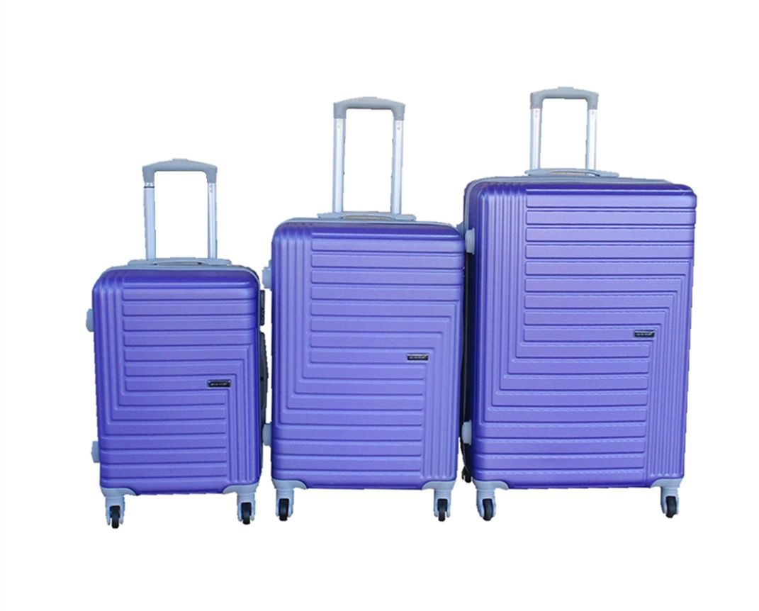 SMTE - 3Piece ABS Hardside Luggage SetPurple & Spinner Wheels