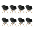 SMTE - Modern Design Non-Slip Eames Dining Arm Chairs Set - 8-Piece - Black