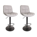 SMTE - 2 Piece Of Modern Design Soft Padded Swivel Kitchen Bar Stools With Gas Lift - Grey
