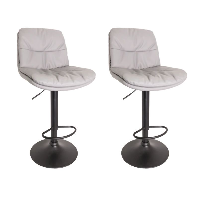 SMTE - 2 Piece Of Modern Design Soft Padded Swivel Kitchen Bar Stools With Gas Lift - Grey