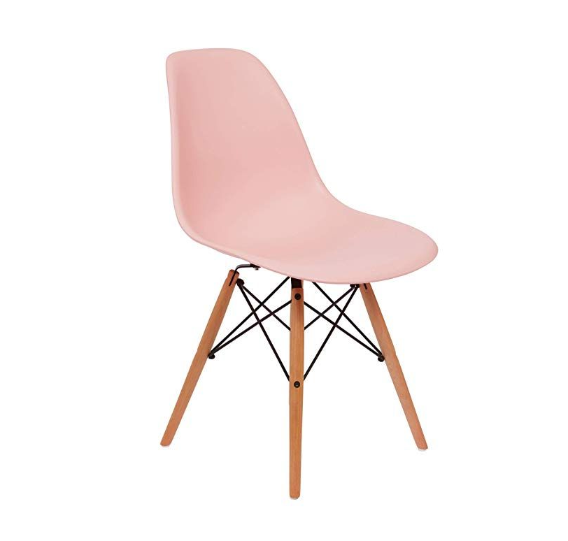 SMTE - Modern Perla Dusty Pink Wooden Leg Chair