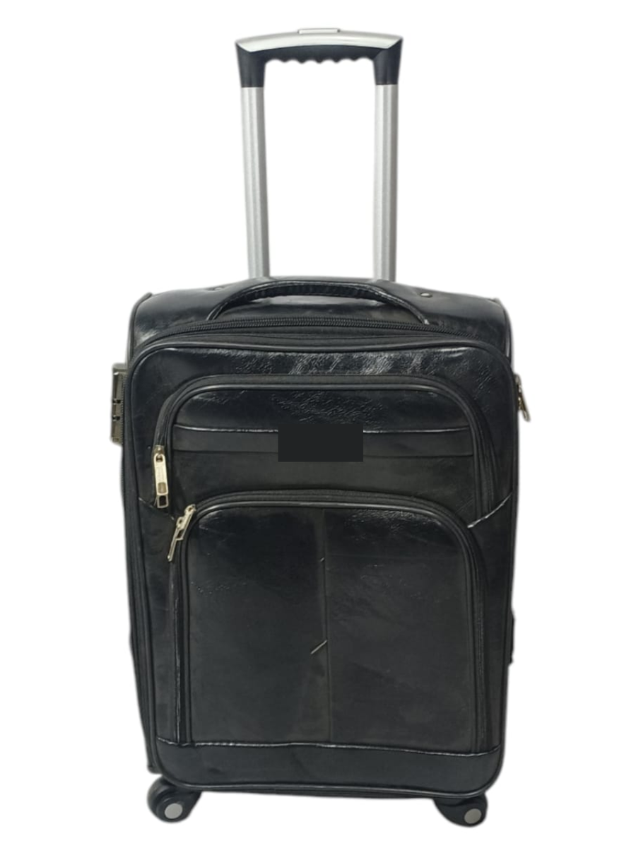 SMTE -  27Inch Leather Travel SuitcaseBlack | Soft Shell