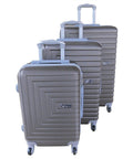 SMTE - ABS 3Piece Hard Shell Luggage SetSpinner Wheels & LockBrown