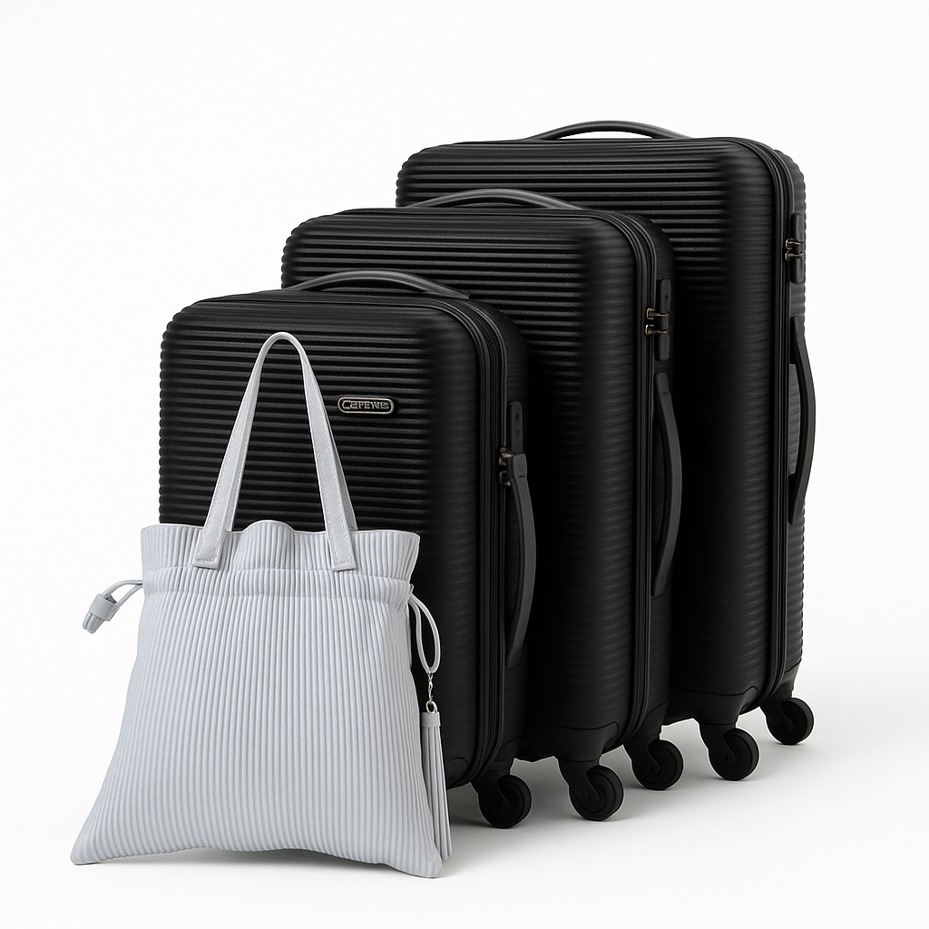 SMTE - Hard Shell Luggage Set with Spinner Wheels and ToteABS3PieceBlack