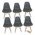SMTE - Plastic Chair With Wooden Leg Set of 6+  KeychainGrey