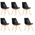 SMTE - Pack of 6 Cushioned Seat Dining Chairs - Black