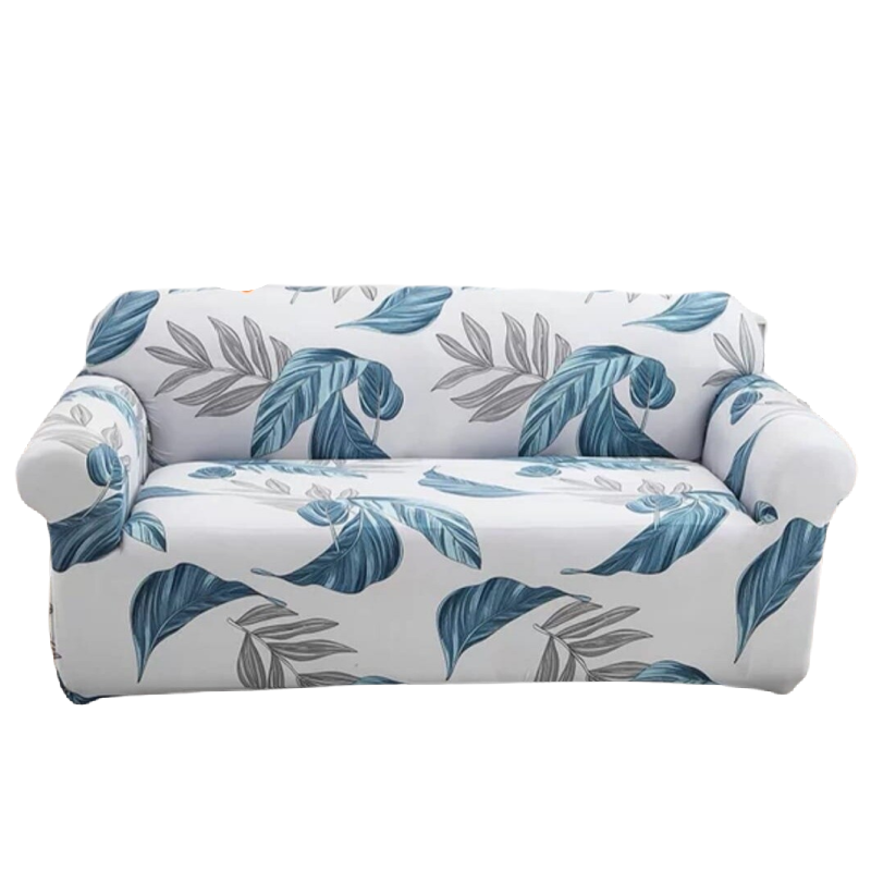 SMTE - 3.2.1 Seater Couch Covers Stretch Material - Blue Leaf