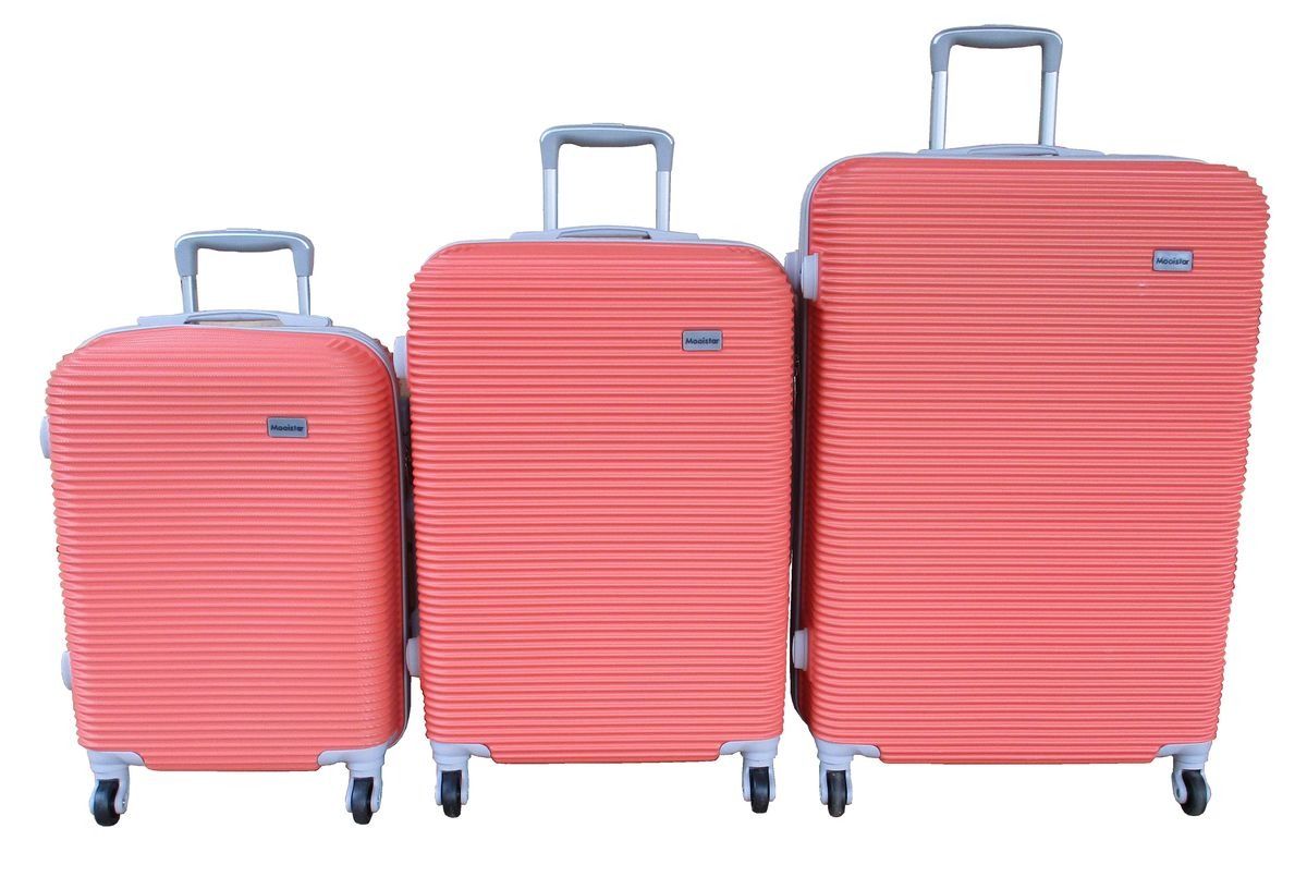 SMTE - Meister 3Piece ABS Luggage SetCoral Pink, Spinner Wheels.