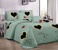 SMTE - Red Green Heart 5 Piece Quilt Stunning Set Bedspread Set