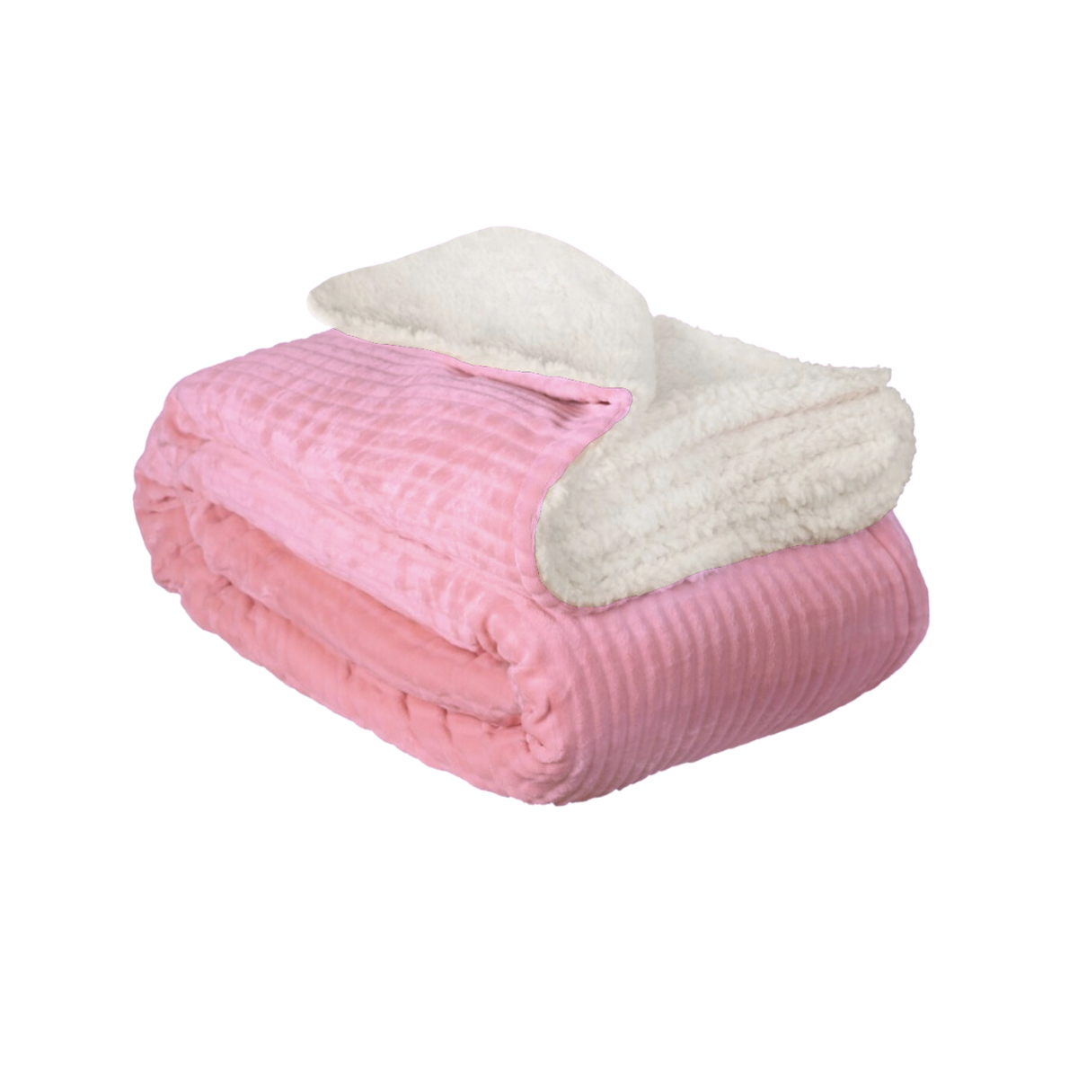 SMTE - Ultra Soft Sherpa Blanket - 180 x 200cm - Ribbed Pink