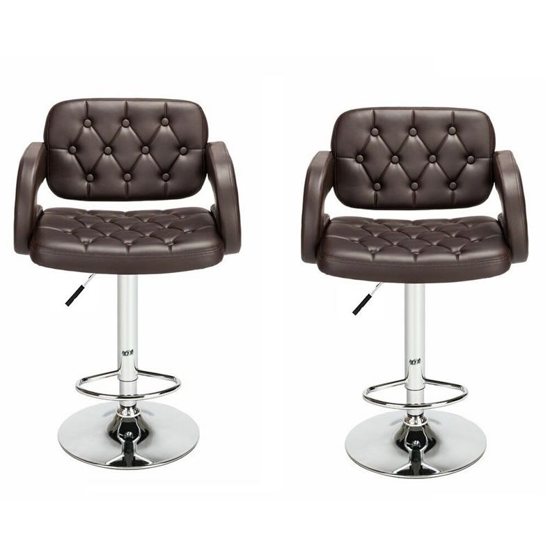 SMTE - Bar Stools with Chrome Base - Set of 2