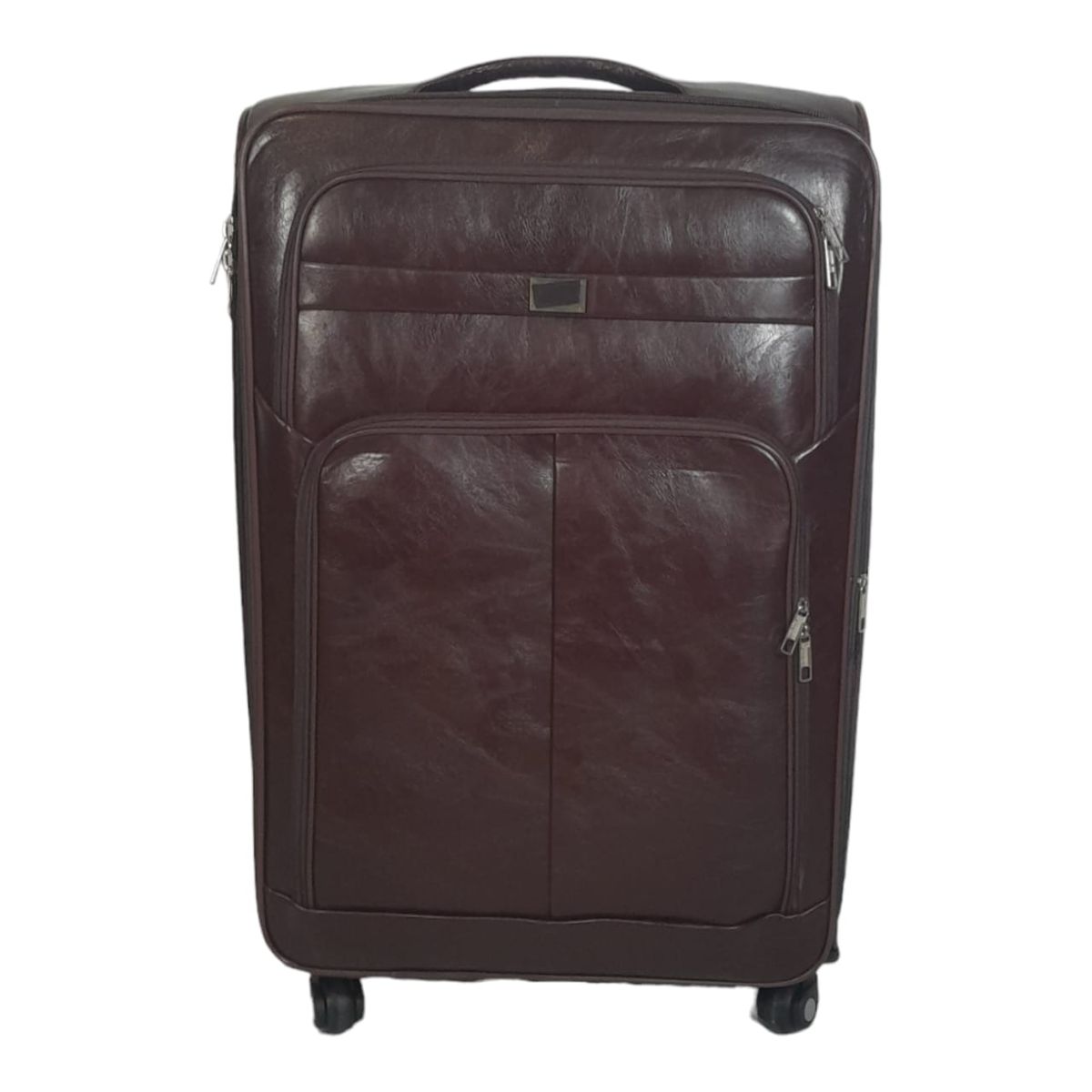 SMTE - Stylish Luggage Bag Set of 1 PU Leather Travel SuitcaseDark Brown65 cm