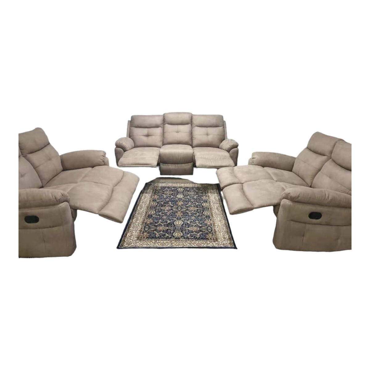 SMTE - Piece Leather Recliner Set9824Beige